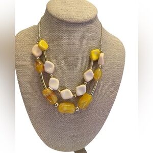 Yellow and Cream Beaded Necklace